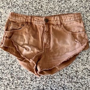 Free People Brown/Clay Distressed Shorts-Size28/29